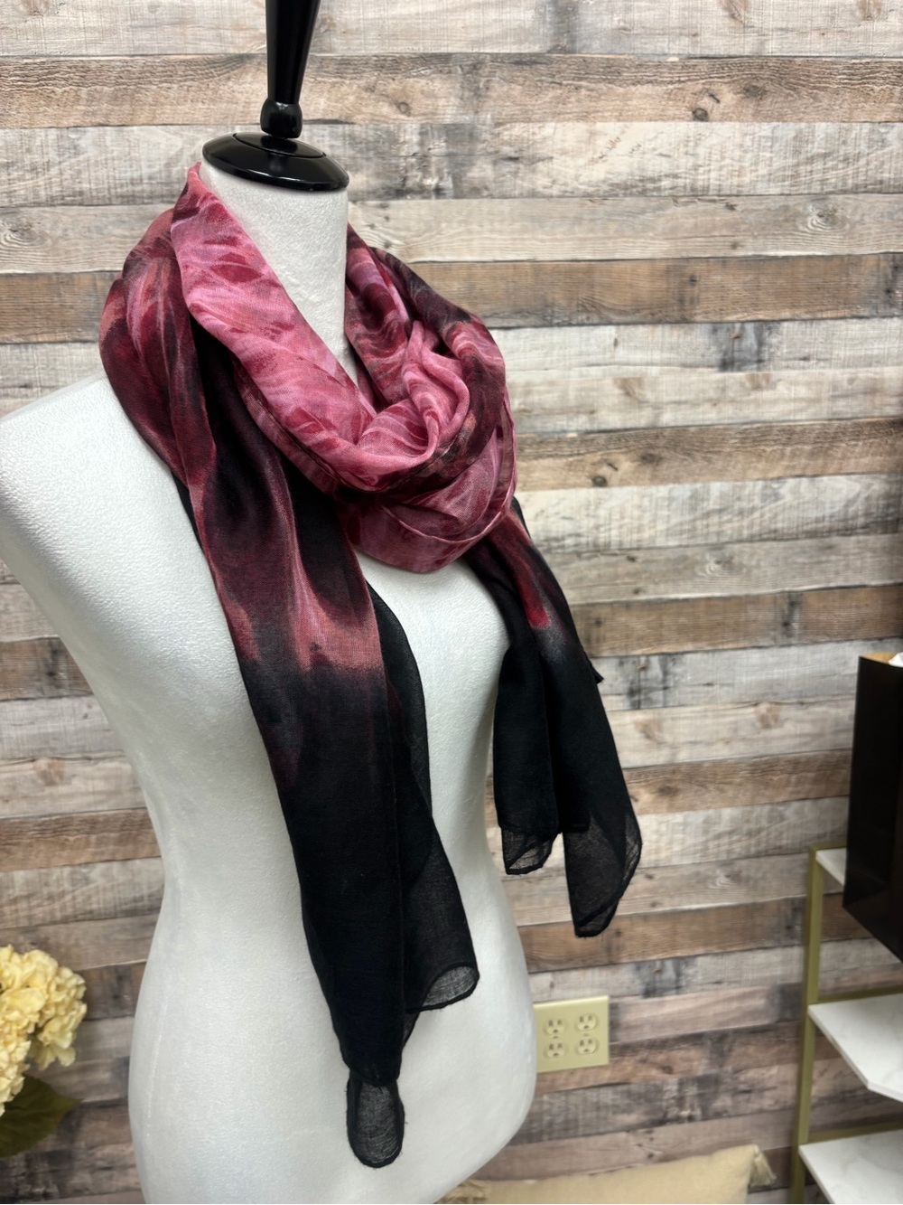 Pink & Black Abstract Pattern Scarf OS - Picture 3 of 5